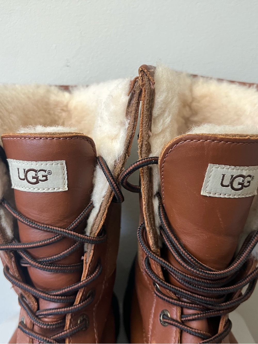 UGG Chestnut Leather & Suede Lace-Up Winter Boots